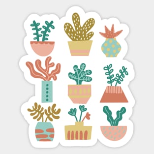 Pastel Plants in pots Sticker